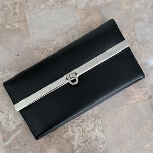 NWOT Salvatore Ferragamo Black Leather with Silver Hardware Wallet